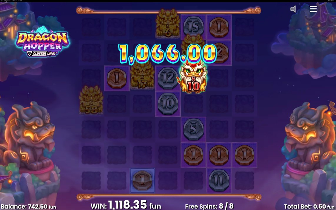 Freispielrunde mit übernommenen Dragon-Symbolen